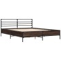 Estructura cama madera ingeniería metal marrón roble 150x200 cm de vidaXL, Camas y somieres - Ref: Foro24-3280051, Precio: 14...