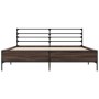 Estructura cama madera ingeniería metal marrón roble 150x200 cm de vidaXL, Camas y somieres - Ref: Foro24-3280051, Precio: 14...