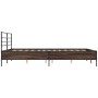 Estructura cama madera ingeniería metal marrón roble 150x200 cm de vidaXL, Camas y somieres - Ref: Foro24-3280051, Precio: 14...