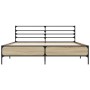 Estructura cama madera ingeniería metal roble Sonoma 160x200 cm de vidaXL, Camas y somieres - Ref: Foro24-3280053, Precio: 14...