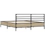 Estructura cama madera ingeniería metal roble Sonoma 160x200 cm de vidaXL, Camas y somieres - Ref: Foro24-3280053, Precio: 14...