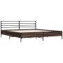 Estructura cama madera ingeniería metal marrón roble 200x200 cm de vidaXL, Camas y somieres - Ref: Foro24-3280066, Precio: 16...