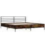 Estructura cama madera ingeniería metal roble ahumado 200x200cm de vidaXL, Camas y somieres - Ref: Foro24-3280064, Precio: 15...