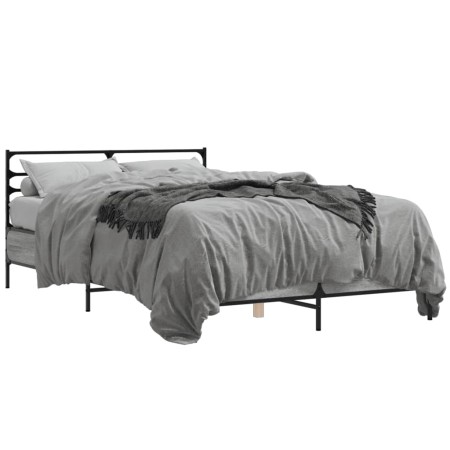 Estructura cama madera ingeniería metal gris Sonoma 120x190 cm de vidaXL, Camas y somieres - Ref: Foro24-3280070, Precio: 130...