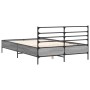 Estructura cama madera ingeniería metal gris Sonoma 120x190 cm de vidaXL, Camas y somieres - Ref: Foro24-3280070, Precio: 130...
