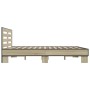 Estructura cama madera ingeniería metal roble Sonoma 160x200 cm de vidaXL, Camas y somieres - Ref: Foro24-3280093, Precio: 15...