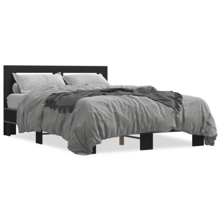 Estructura de cama madera de ingeniería y metal negro 140x200cm de vidaXL, Camas y somieres - Ref: Foro24-3280102, Precio: 14...