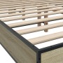 Estructura cama madera ingeniería metal roble Sonoma 135x190 cm de vidaXL, Camas y somieres - Ref: Foro24-3280123, Precio: 14...