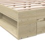 Cama con cajones madera ingeniería roble Sonoma 160x200 cm de vidaXL, Camas y somieres - Ref: Foro24-3280736, Precio: 182,00 ...