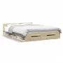 Sonoma oak engineered wood bed with drawers 150x200 cm by vidaXL, Beds and slatted bases - Ref: Foro24-3280743, Price: 159,38...