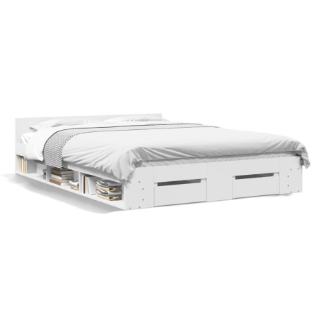 Estructura cama con cajones madera ingeniería blanca 150x200 cm de vidaXL, Camas y somieres - Ref: Foro24-3280741, Precio: 16...