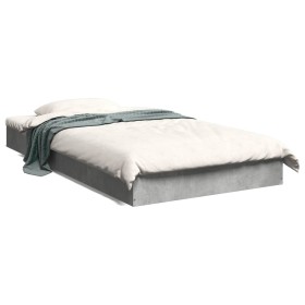 Estructura de cama madera de ingeniería gris hormigón 90x190 cm de vidaXL, Camas y somieres - Ref: Foro24-842073, Precio: 61,...