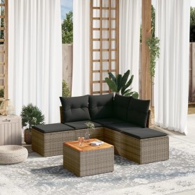 Set de muebles de jardín 6 pzas y cojines ratán sintético gris en Conjuntos de jardín | Comprar online en Foru.es