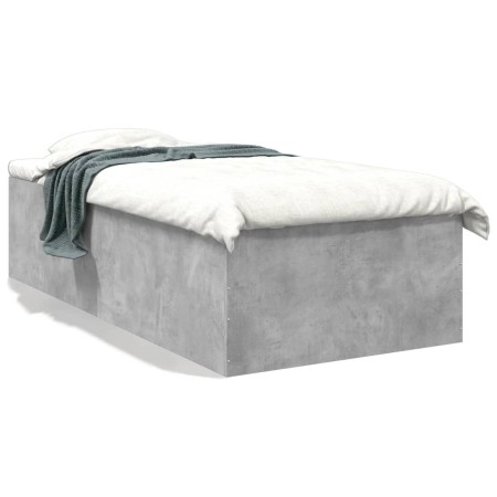 Estructura de cama madera de ingeniería gris hormigón 75x190 cm de vidaXL, Camas y somieres - Ref: Foro24-3280982, Precio: 10...