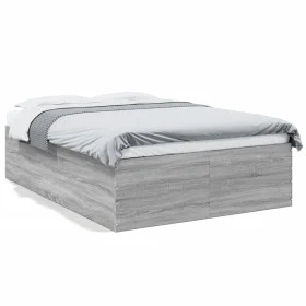 Sonoma gray engineered wood bed frame 120x190 cm by vidaXL, Beds and slatted bases - Ref: Foro24-3280956, Price: 137,27 €, Di...