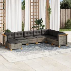 Set de sofás de jardín 8 pzas y cojines ratán sintético gris de vidaXL, Conjuntos de jardín - Ref: Foro24-3261954, Precio: 58...
