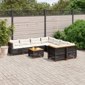 Set de sofás de jardín 8 piezas y cojines ratán sintético negro by vidaXL, Garden sets - Ref: Foro24-3261776, Price: 705,03 €...