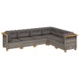 Set de muebles de jardín 6 pzas y cojines ratán sintético gris de vidaXL, Conjuntos de jardín - Ref: Foro24-3261858, Precio: ...