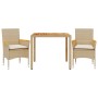 Set de comedor jardín 3 pzas con cojines ratán PE acacia beige de vidaXL, Conjuntos de jardín - Ref: Foro24-3278639, Precio: ...