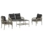 Set de sofás de jardín 4 pzas y cojines ratán sintético gris de vidaXL, Conjuntos de jardín - Ref: Foro24-368732, Precio: 363...