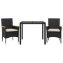 Set comedor jardín 3 pzas cojines ratán sintético vidrio negro de vidaXL, Conjuntos de jardín - Ref: Foro24-3278645, Precio: ...