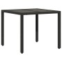 Set comedor jardín 3 pzas cojines ratán sintético vidrio negro de vidaXL, Conjuntos de jardín - Ref: Foro24-3278645, Precio: ...