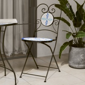 Sillas de bistró plegables 2 uds cerámica azul y blanco de vidaXL, Sillas de jardín - Ref: Foro24-4003404, Precio: 140,95 €, ...
