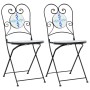 Sillas de bistró plegables 2 uds cerámica azul y blanco de vidaXL, Sillas de jardín - Ref: Foro24-4003404, Precio: 140,95 €, ...