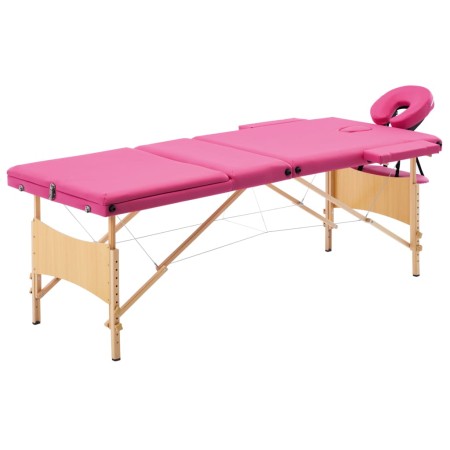 Camilla de masaje plegable 3 zonas madera rosa de vidaXL, Mesas de masaje - Ref: Foro24-110188, Precio: 194,51 €, Descuento: %