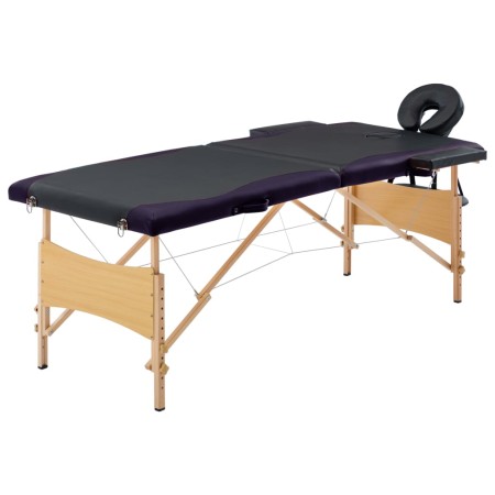 Camilla de masaje plegable 2 zonas madera negro de vidaXL, Mesas de masaje - Ref: Foro24-110207, Precio: 171,94 €, Descuento: %