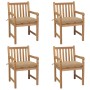 Sillas de jardín 4 uds madera maciza de teca con cojines beige de vidaXL, Sillas de jardín - Ref: Foro24-3073022, Precio: 623...
