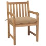 Sillas de jardín 4 uds madera maciza de teca con cojines beige de vidaXL, Sillas de jardín - Ref: Foro24-3073022, Precio: 623...