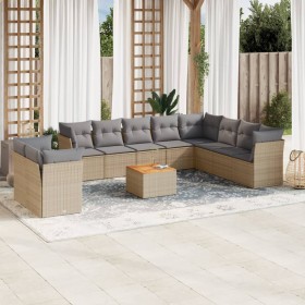 Set de sofás de jardín 11pzas con cojines ratán sintético beige en Conjuntos de jardín | Comprar online en Foru.es