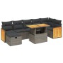 Set de sofás de jardín 8 pzas y cojines ratán sintético gris de vidaXL, Conjuntos de jardín - Ref: Foro24-3276259, Precio: 50...