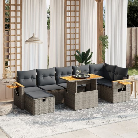Set de sofás de jardín 8 pzas y cojines ratán sintético gris de vidaXL, Conjuntos de jardín - Ref: Foro24-3276154, Precio: 51...