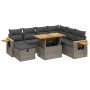 Set de sofás de jardín 8 pzas y cojines ratán sintético gris de vidaXL, Conjuntos de jardín - Ref: Foro24-3276161, Precio: 51...