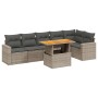 Set de sofás de jardín 7 piezas con cojines ratán PE gris de vidaXL, Conjuntos de jardín - Ref: Foro24-3271326, Precio: 454,9...