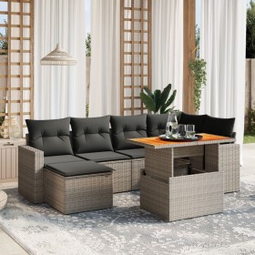 Set de sofás de jardín 7 piezas con cojines ratán PE gris de vidaXL, Conjuntos de jardín - Ref: Foro24-3271417, Precio: 445,9...