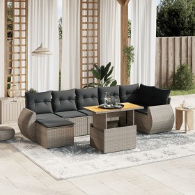 Set de sofás de jardín 8 pzas y cojines ratán sintético gris de vidaXL, Conjuntos de jardín - Ref: Foro24-3272306, Precio: 51...