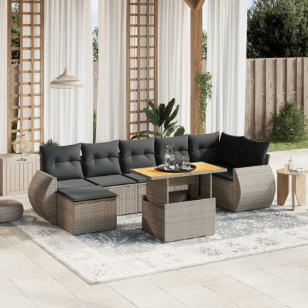 Set de sofás de jardín 8 pzas y cojines ratán sintético gris de vidaXL, Conjuntos de jardín - Ref: Foro24-3272306, Precio: 51...