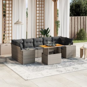 Set de sofás de jardín 8 pzas y cojines ratán sintético gris de vidaXL, Conjuntos de jardín - Ref: Foro24-3272551, Precio: 54...
