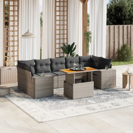 Set de sofás de jardín 8 pzas y cojines ratán sintético gris de vidaXL, Conjuntos de jardín - Ref: Foro24-3272551, Precio: 54...