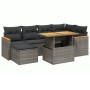 Set de sofás de jardín 7 piezas con cojines ratán PE gris de vidaXL, Conjuntos de jardín - Ref: Foro24-3273181, Precio: 427,5...