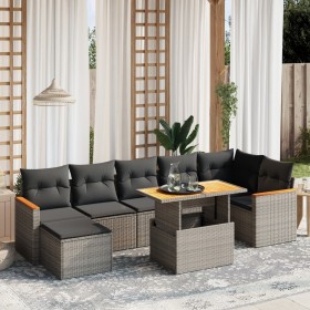 Set de sofás de jardín 8 pzas y cojines ratán sintético gris de vidaXL, Conjuntos de jardín - Ref: Foro24-3273188, Precio: 48...