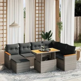 Set de sofás de jardín 8 pzas y cojines ratán sintético gris de vidaXL, Conjuntos de jardín - Ref: Foro24-3273195, Precio: 49...
