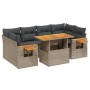 Set de sofás de jardín 7 piezas con cojines ratán PE gris de vidaXL, Conjuntos de jardín - Ref: Foro24-3273419, Precio: 470,4...