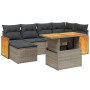 Set de sofás de jardín 7 piezas con cojines ratán PE gris de vidaXL, Conjuntos de jardín - Ref: Foro24-3274063, Precio: 444,5...