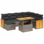 Set de sofás de jardín 8 pzas y cojines ratán sintético gris de vidaXL, Conjuntos de jardín - Ref: Foro24-3274077, Precio: 50...