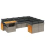 Set de sofás de jardín 10 pzas con cojines ratán sintético gris de vidaXL, Conjuntos de jardín - Ref: Foro24-3274126, Precio:...