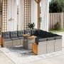 Set de sofás de jardín 11 pzas y cojines ratán sintético gris de vidaXL, Conjuntos de jardín - Ref: Foro24-3274147, Precio: 6...